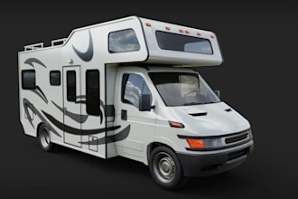 create 3d rv, camper van, motorhome, and luxury mobile home renderings