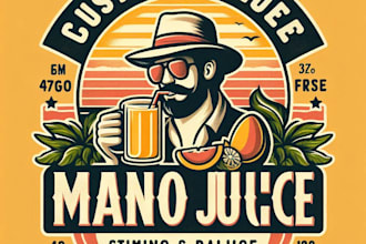 design high quality vintage mango juice logo with t shirt design