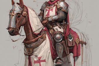 draw rpg, knight, medieval, game, character illustration