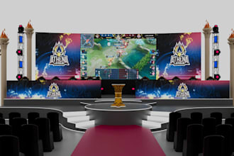 remodel 3d conference indoor stage,event render,interior design,exhibition booth