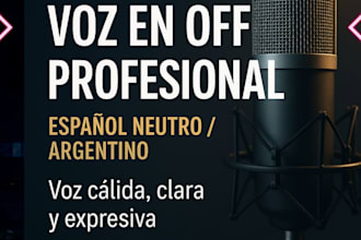 voz en off cálida y natural para podcast, reels, o cursos