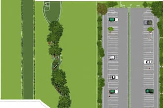 plan and design, parking lot, rv, space plan, green belt planning