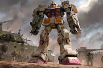 create retro mecha anime style illustration