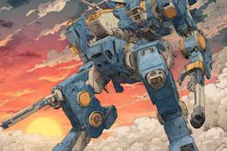 design retro mecha sci fi illustration