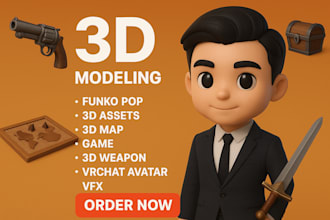do 3d funko pop modeling3d assets 3d map game 3d weapon vrchat avatarvfx