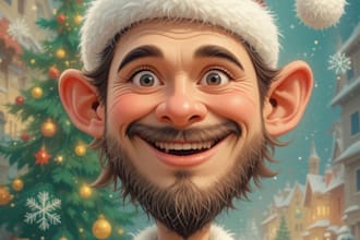 create a holiday group cartoon or a caricature of christmas
