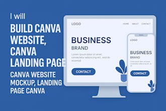 build canva website, canva landing page, canva website mockup, and landing page