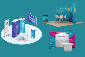 design professional backdrop, roll up banner, tradeshow booth, and event signage