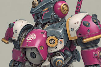 make a mecha robot art and illustration