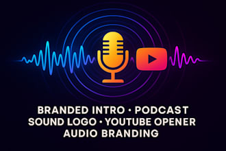 create modern sound logo and branded intro music for podcast or youtube channel