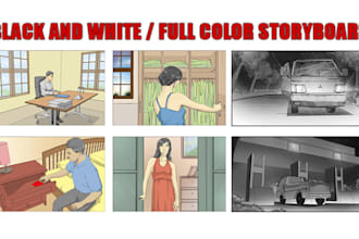 Review  draw bw and full color storyboard for commercials and films