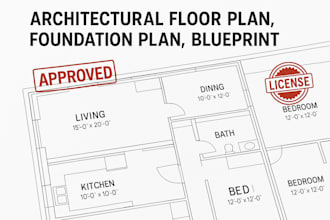 architectural floor plan, foundation plan, blueprint, architect stamp, pe stamp