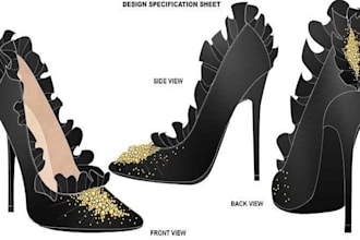 design shoe tech pack, heels, loafers, sneakers, boots for manufacturing