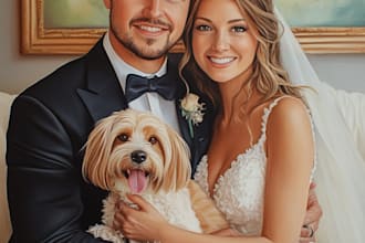 draw a couple portrait wedding portrait illustration