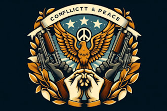 design creative conflict peace emblematic logo in very short time