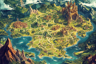 design a fantasy map illustration
