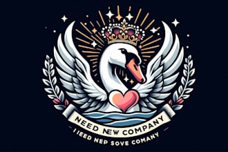 design swan crown heart logo with satisfaction guaranteed