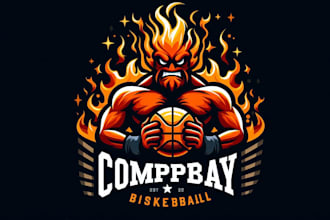 make a high quality basketball flames logo for you with new concept