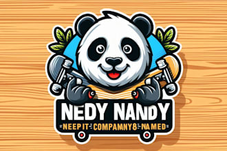 make panda hand skateboard mascot logo design in one day