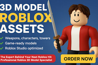 do 3d model roblox weapon, roblox asset, roblox character, roblox tower defense