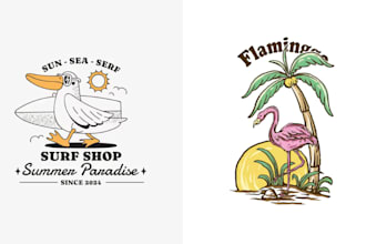 create retro flamingo summer ostrich logo