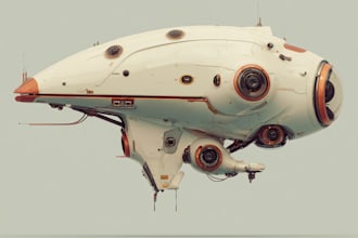 create a sci fi art, spaceship and illustration my style