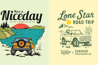 do vintage off road car logo with t shirt design illustration
