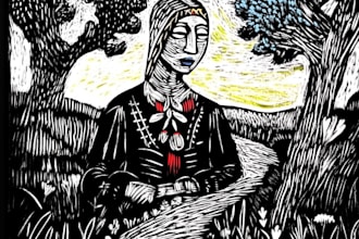 draw a portrait drawing in linocut illustration