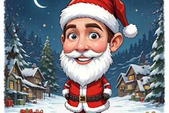 make an christmas cartoon caricature