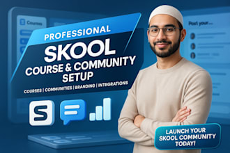 set up skool online course website skool online course community
