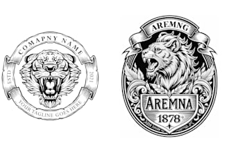 design retro hand drawn tiger or lion logo