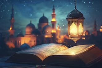 do illustrate islamic muslim book, arabic novel book, book cove or of your story