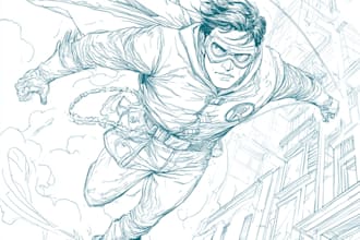 draw superhero comic book marvel style comic page, illustration character design