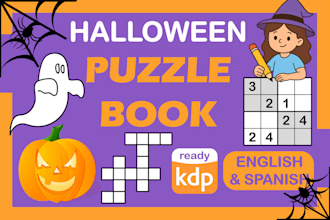 design custom halloween puzzle and activity book for KDP