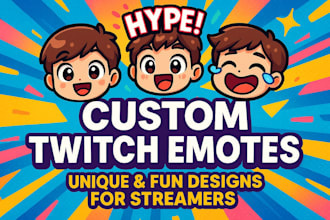 design custom twitch emotes, sub badges, and animated streamer graphics
