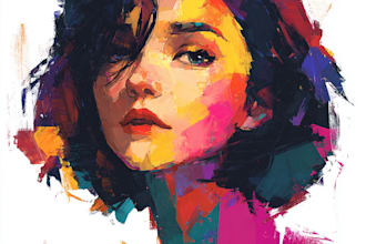 do expressive colorful abstract portrait