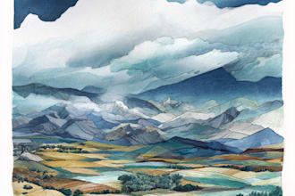 draw a watercolor landscape illustration
