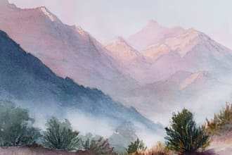 hand paint a watercolor or acrylic landscape