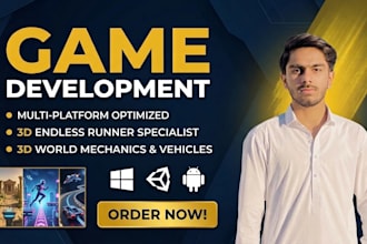 develop a professional 3d endless runner game in unity