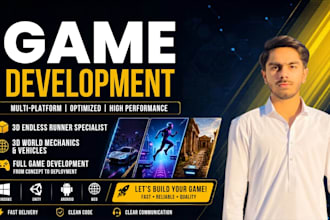 develop a professional 3d endless runner game in unity
