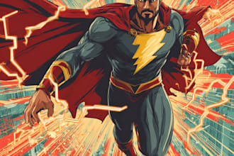 make a comic book superhero illustration