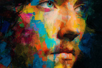 draw abstract art colorful digital oil painting portrait