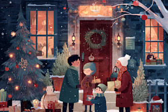 design christmas illustrations and holiday  card design