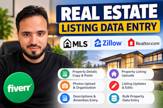 do property listing data entry for zillow, realtor and mls