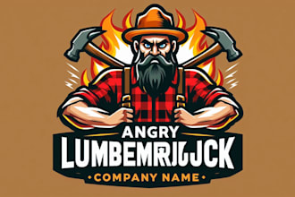 design awesome angry lumberjack logo within 1 day