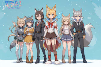 draw anime art style furry characters