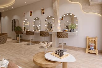 redesign 3d makeup shop,hairdressing salon,cgi grooming lounge,barbershop render