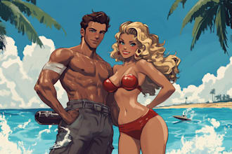 draw a cute and sexy pin up, couple pinup girl
