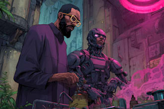 draw cyberpunk, lofi or streetwear anime illustrations