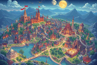 create city, event, tourist, and fantasy map illustration